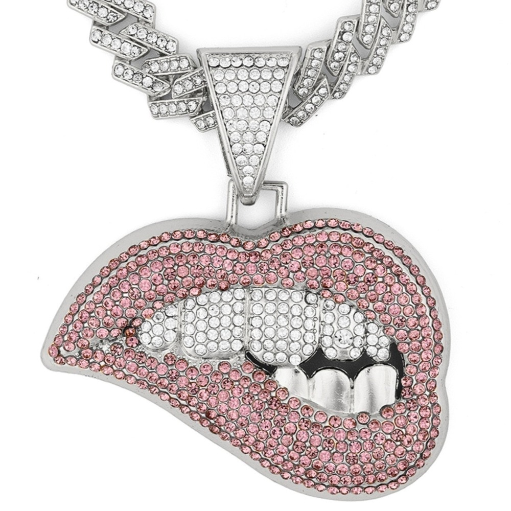 NEW Invicta Elements Lip Service Iced Out Pendant & Chain 21.65" Silver (80867)